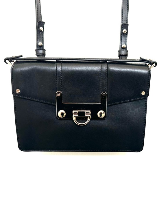 Milly Handbags - Milly ‘Bryant’ Leather Crossbody Bag in Black with Silver Hardware